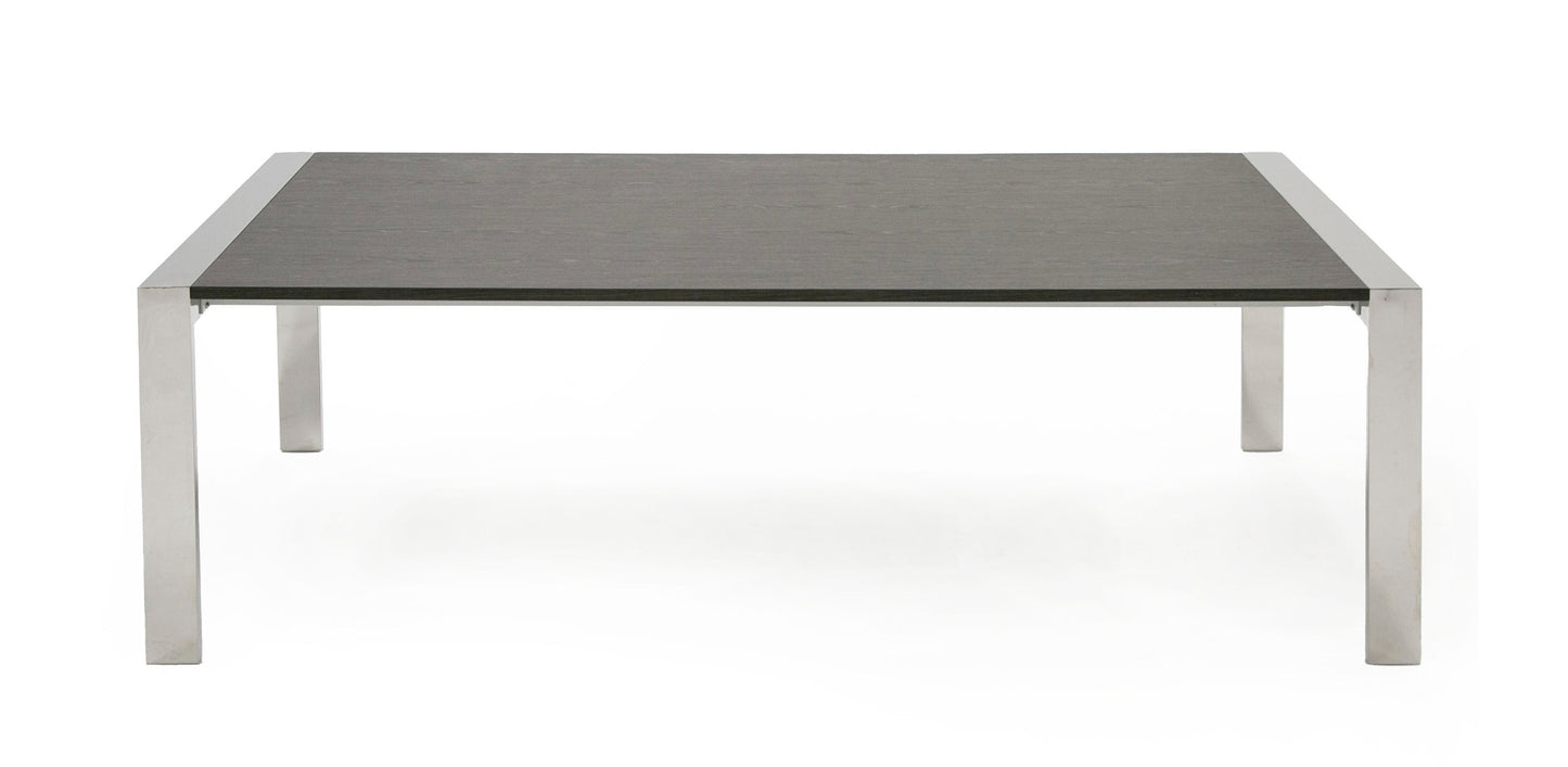 Modrest Fauna Modern Elm Grey and Stainless Steel Chrome Dining Table
