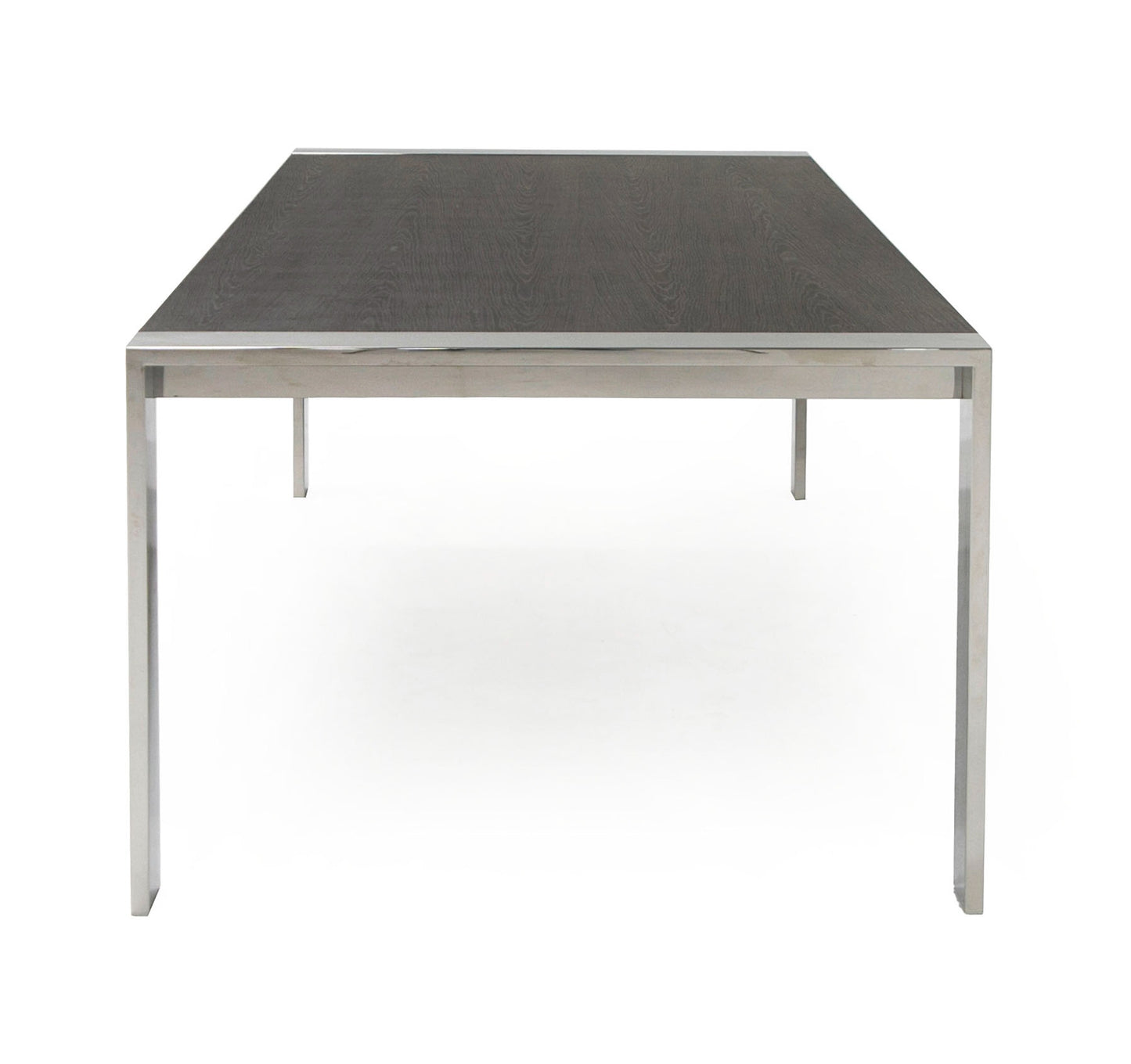 Modrest Fauna Modern Elm Grey and Stainless Steel Chrome Dining Table