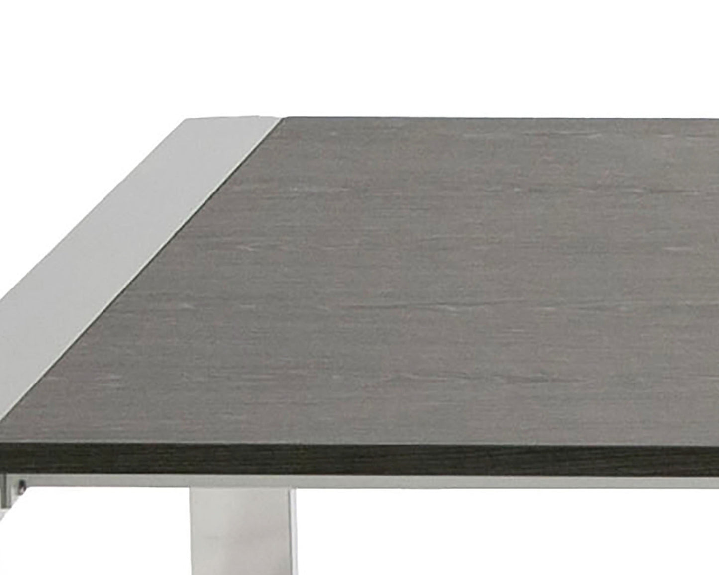 Modrest Fauna Modern Elm Grey and Stainless Steel Chrome Dining Table