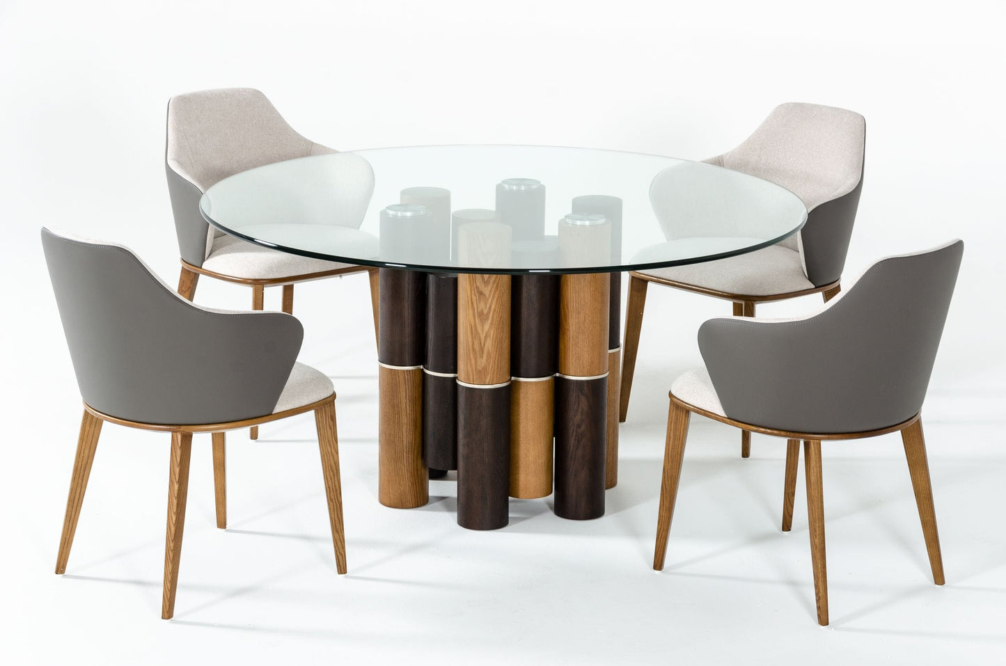 Modrest Greta Modern Glass and Walnut Dining Table
