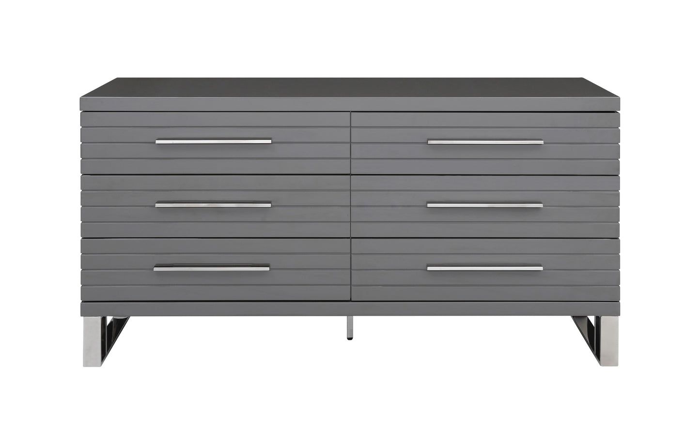 Modrest Splendor Grey High Gloss Slatted Dresser