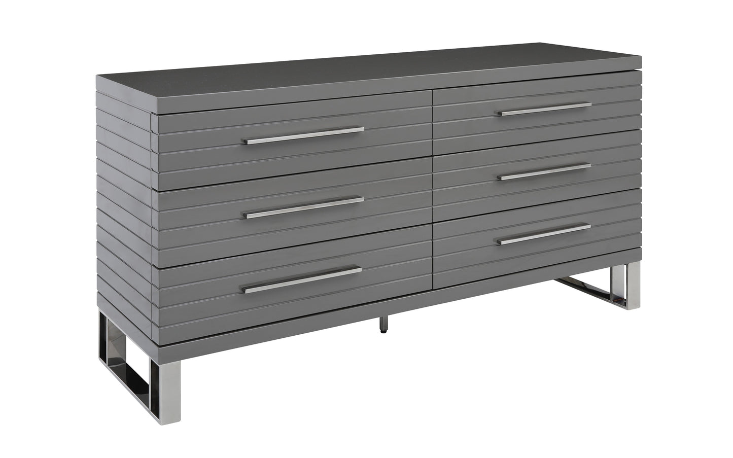 Modrest Splendor Grey High Gloss Slatted Dresser
