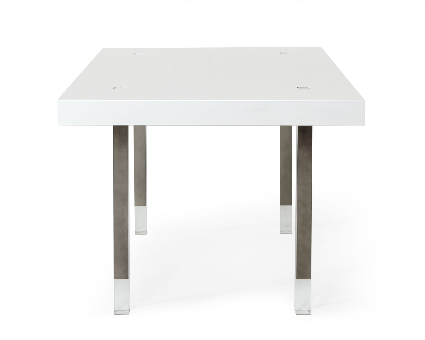Modrest Lenny- Modern White High Gloss and Stainless Steel Gun Metal Dining Table