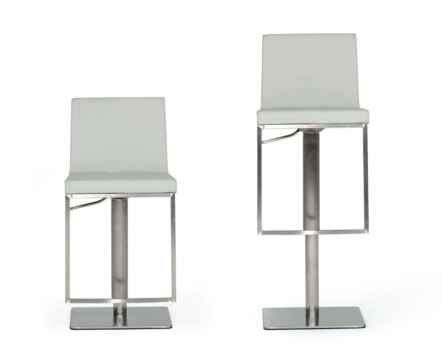Modrest Folsum Modern Light Grey and Brushed Stainless Steel Bar Stool