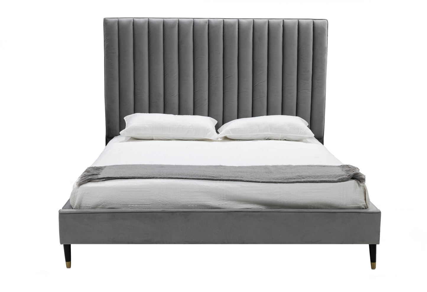 Modrest Hemlock Modern Grey Velvet Bed