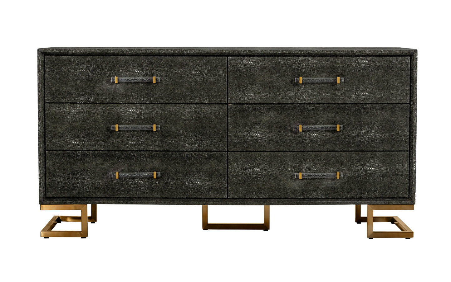 Modrest Howard Modern Shagreen Grey Leatherette and Gold Dresser