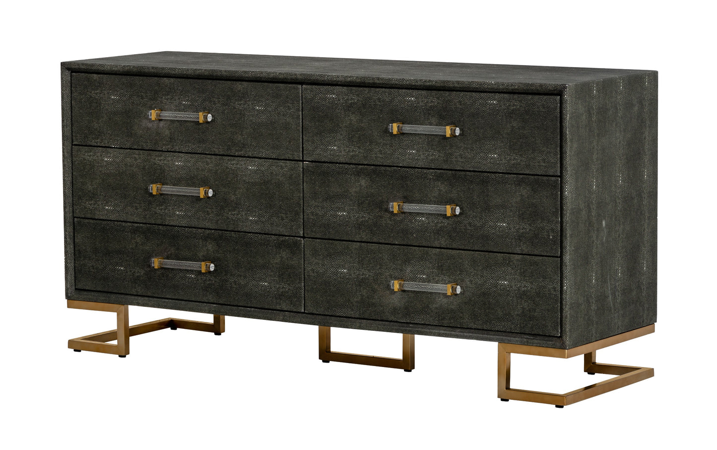 Modrest Howard Modern Shagreen Grey Leatherette and Gold Dresser