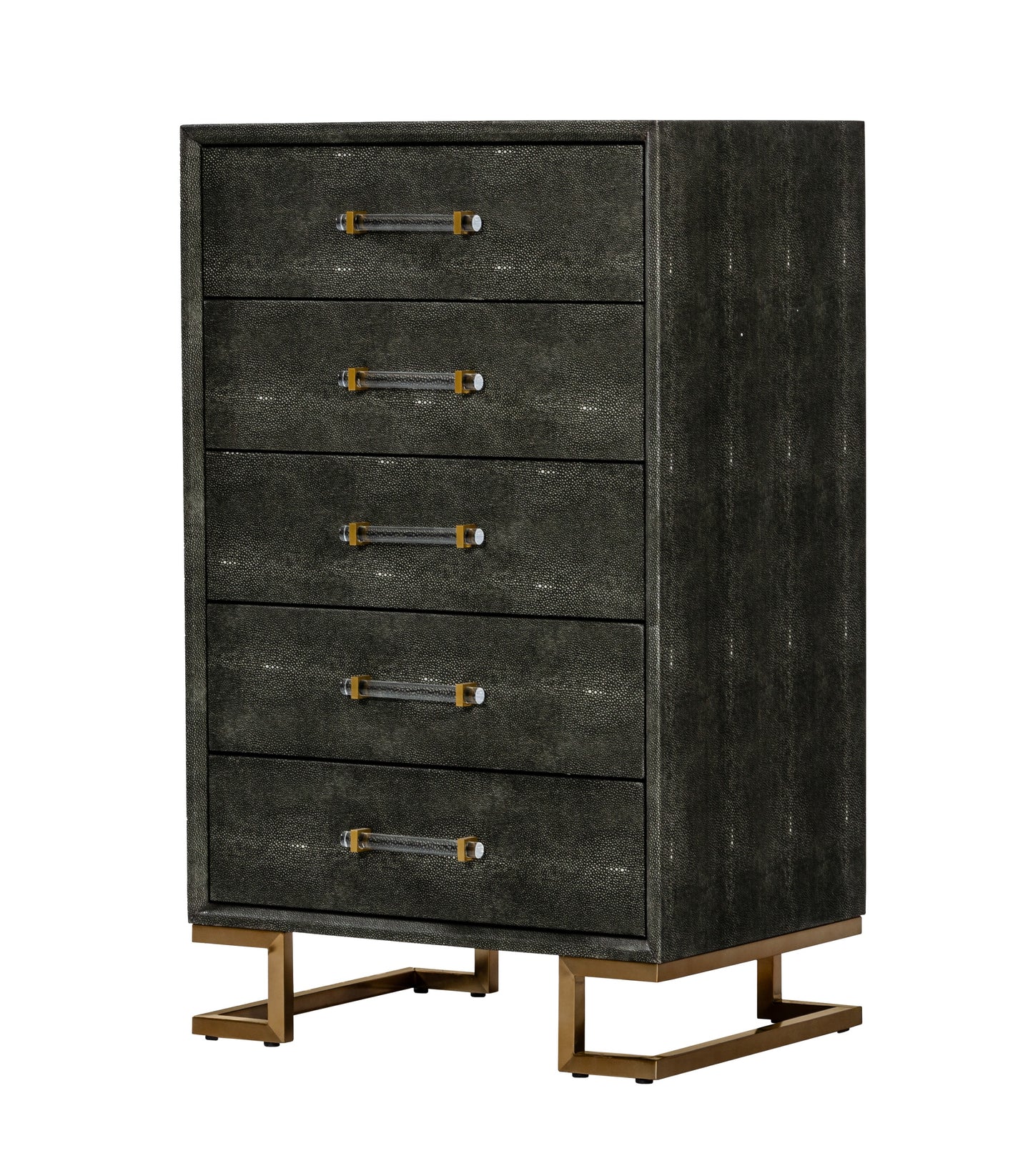 Modrest Howard Modern Shagreen Grey Leatherette and Gold Chest