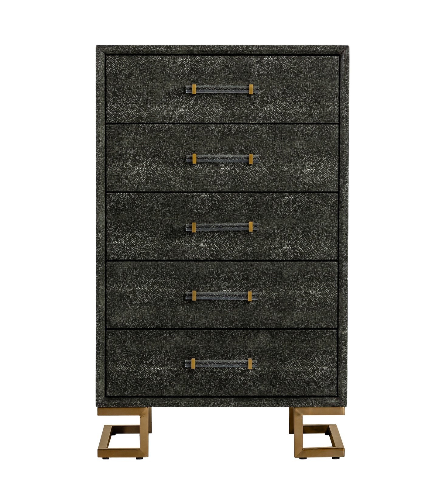 Modrest Howard Modern Shagreen Grey Leatherette and Gold Chest