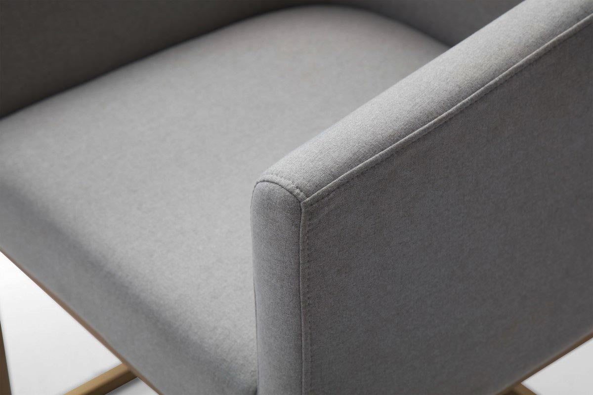 Modrest Yukon Modern Medium Grey Fabric and Antique Brass Dining Chair