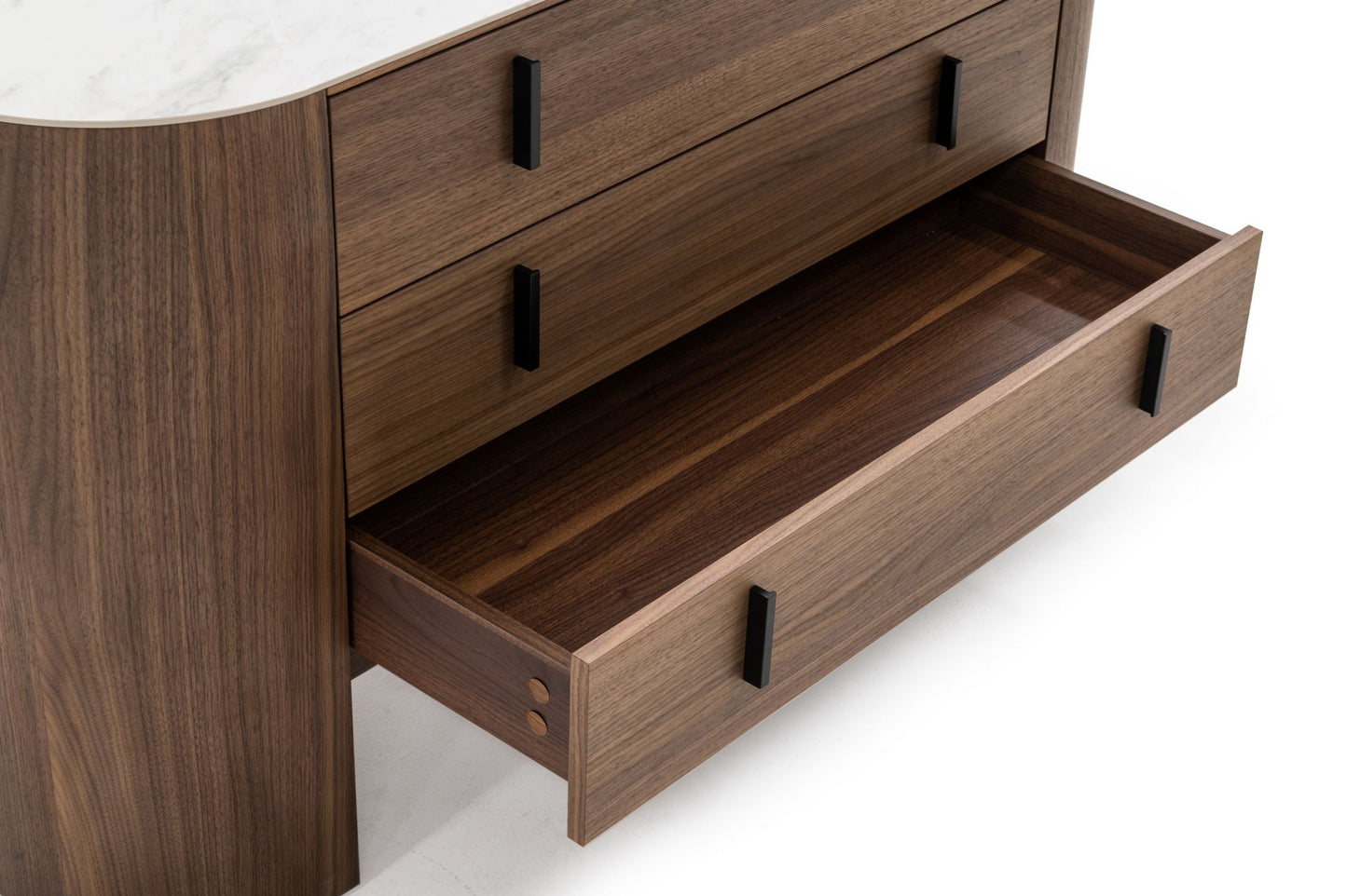 Modrest Chelton Contemporary White Ceramic and Walnut Dresser
