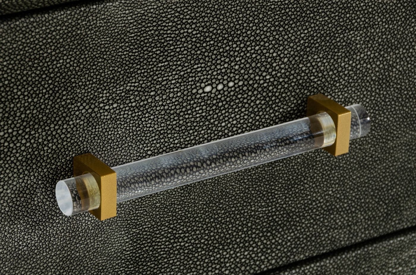 Modrest Howard Modern Shagreen Grey Leatherette and Gold Dresser