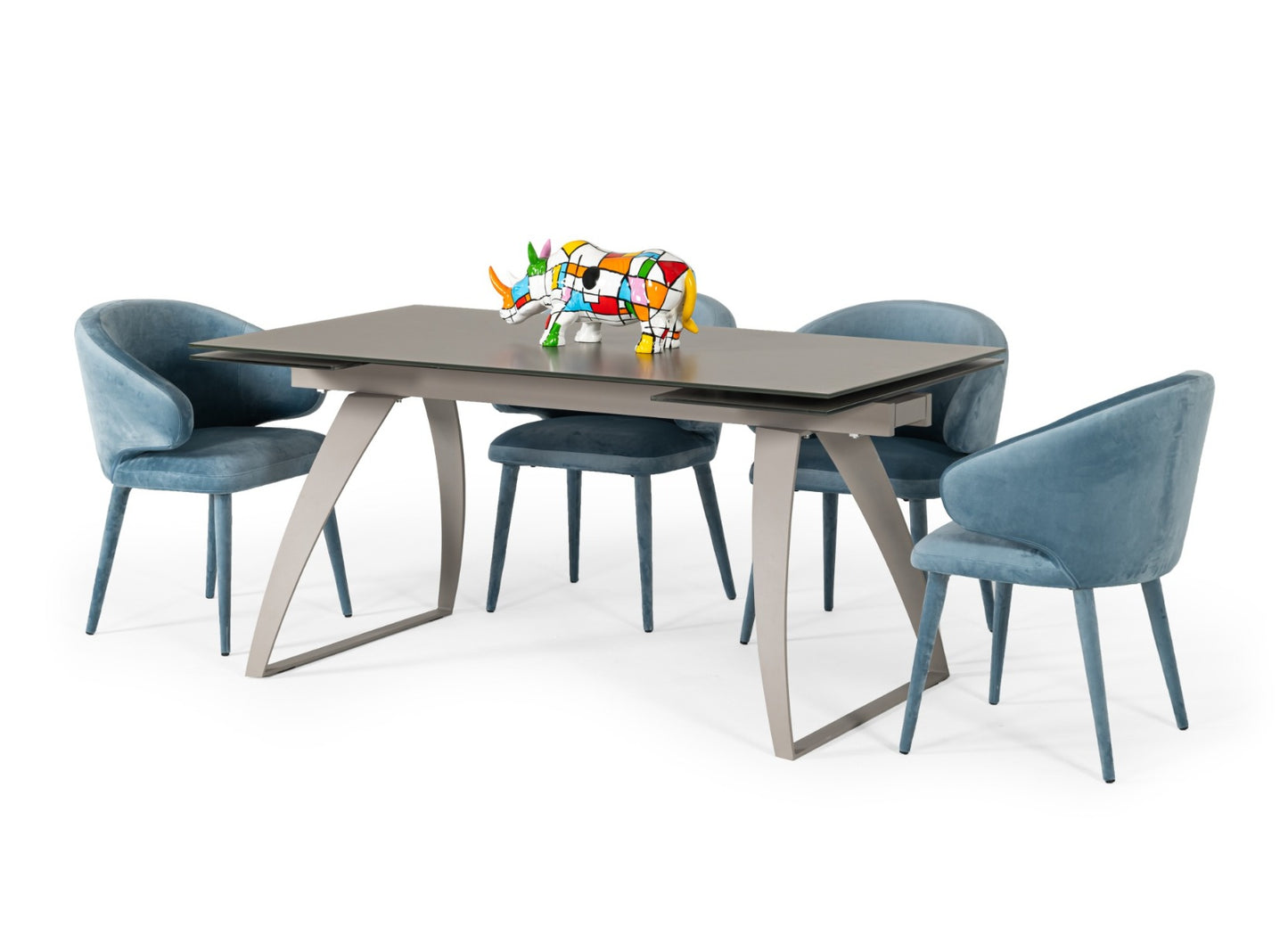 Modrest Pittson Modern Extendable Grey Glass Dining Table