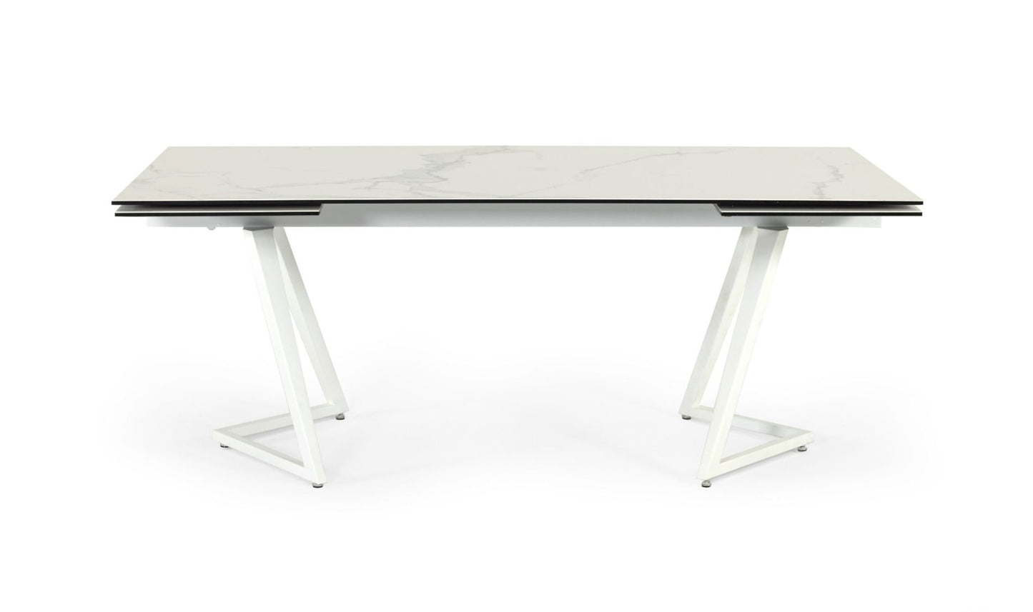 Modrest Farrell Modern White Ceramic Extendable Dining Table