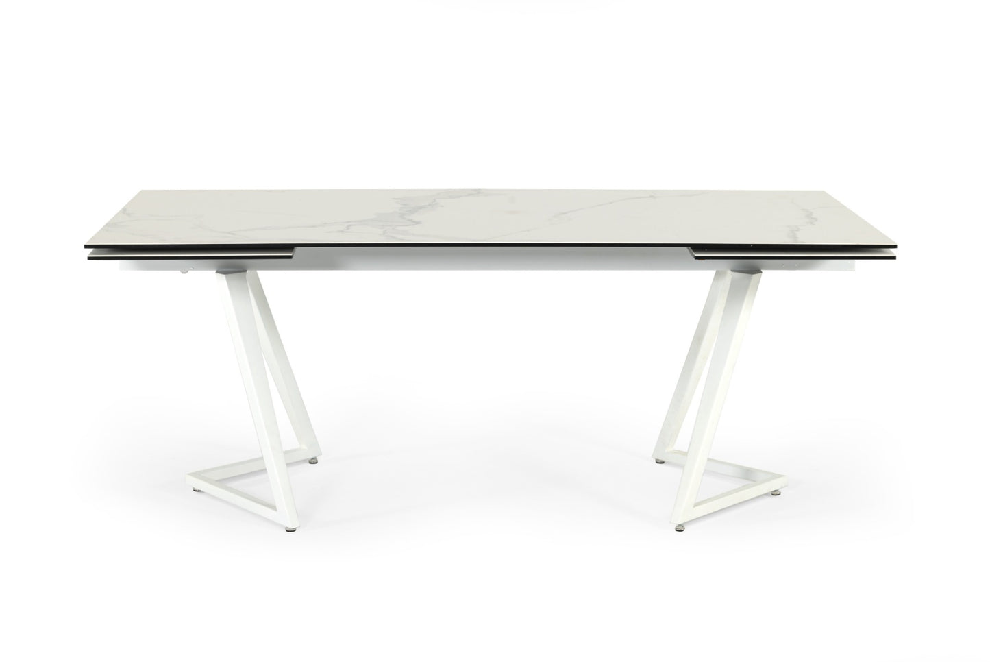 Modrest Farrell Modern White Ceramic Extendable Dining Table