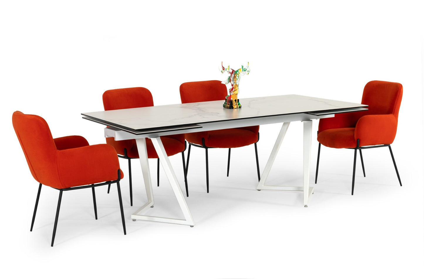 Modrest Farrell Modern White Ceramic Extendable Dining Table