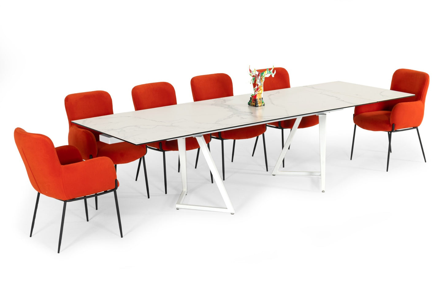 Modrest Farrell Modern White Ceramic Extendable Dining Table