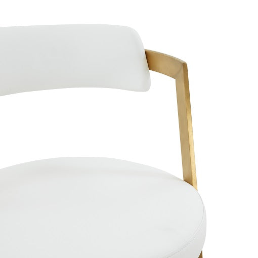 Modrest Shandra White Leatherette and Gold Counter Stool