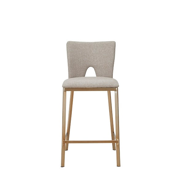 Modrest Burton Contemporary Beige Brass Counter Stool Set of Two