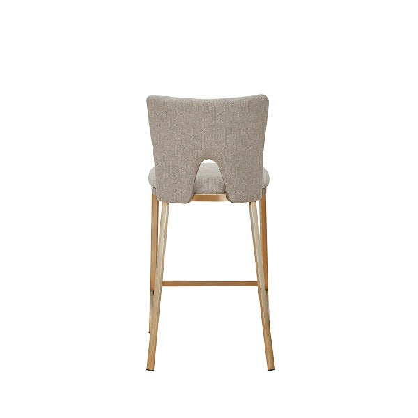 Modrest Burton Contemporary Beige Brass Counter Stool Set of Two