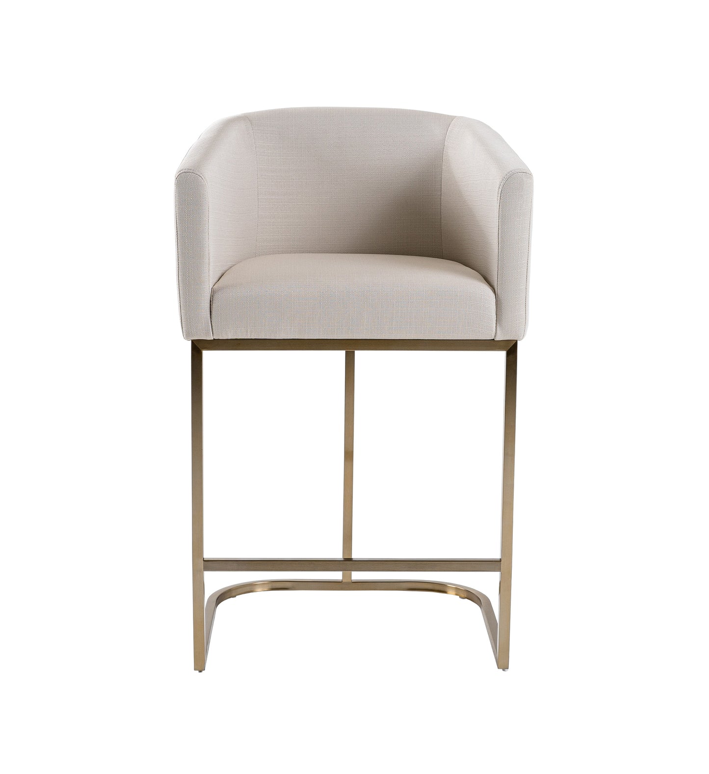 Modrest Yukon Modern Off White Fabric and Brushed Brass Counter Chair