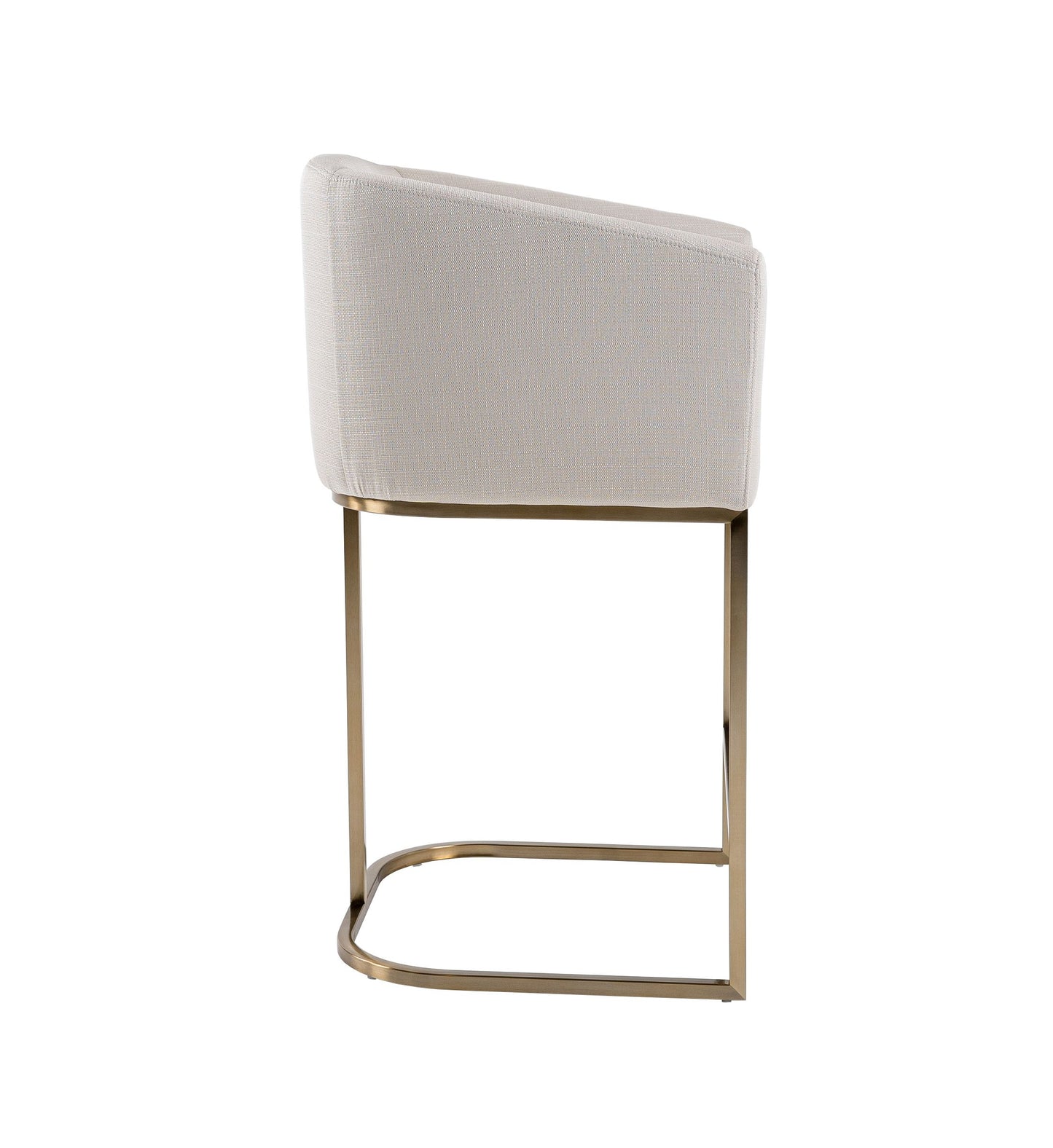 Modrest Yukon Modern Off White Fabric and Brushed Brass Counter Chair