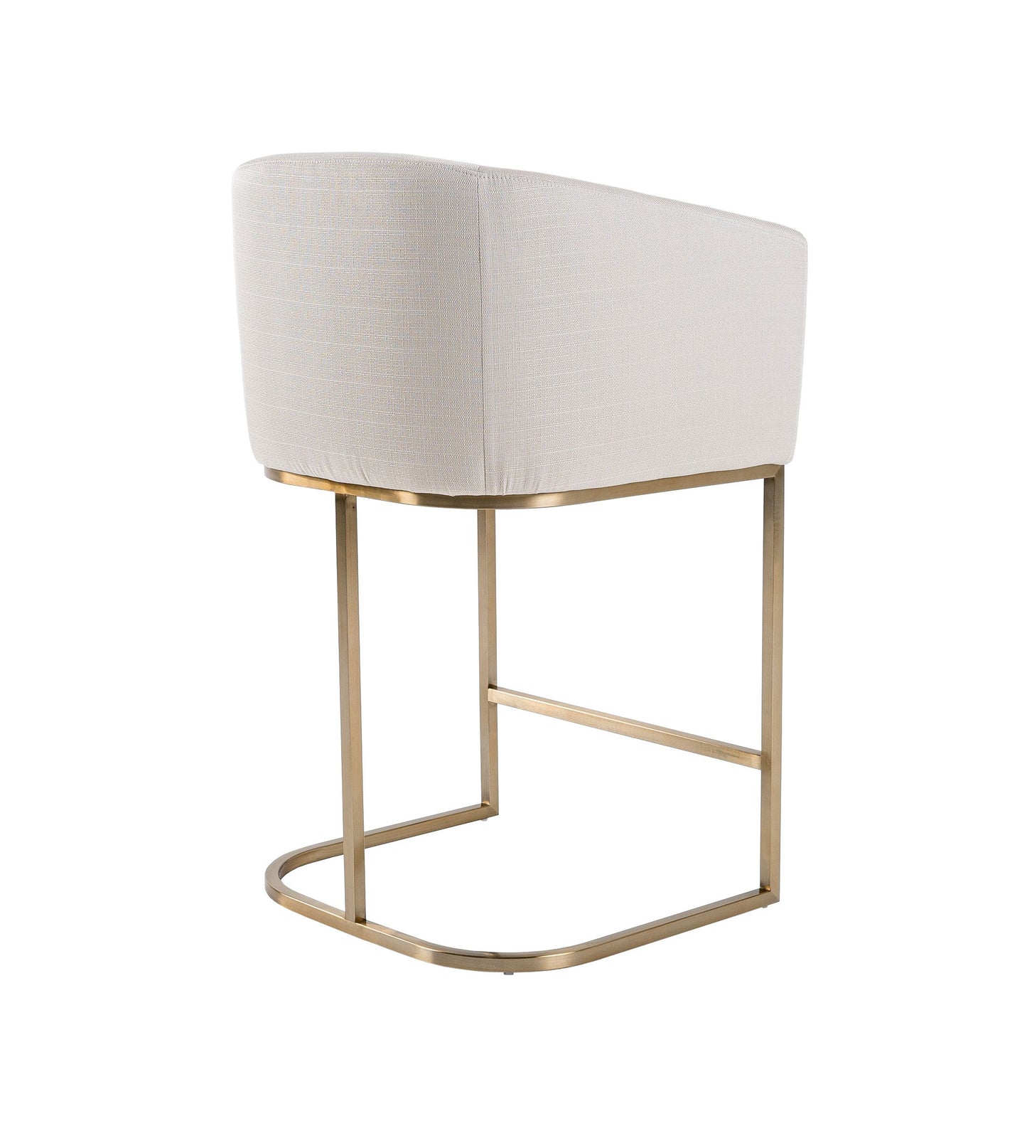 Modrest Yukon Modern Off White Fabric and Brushed Brass Counter Chair