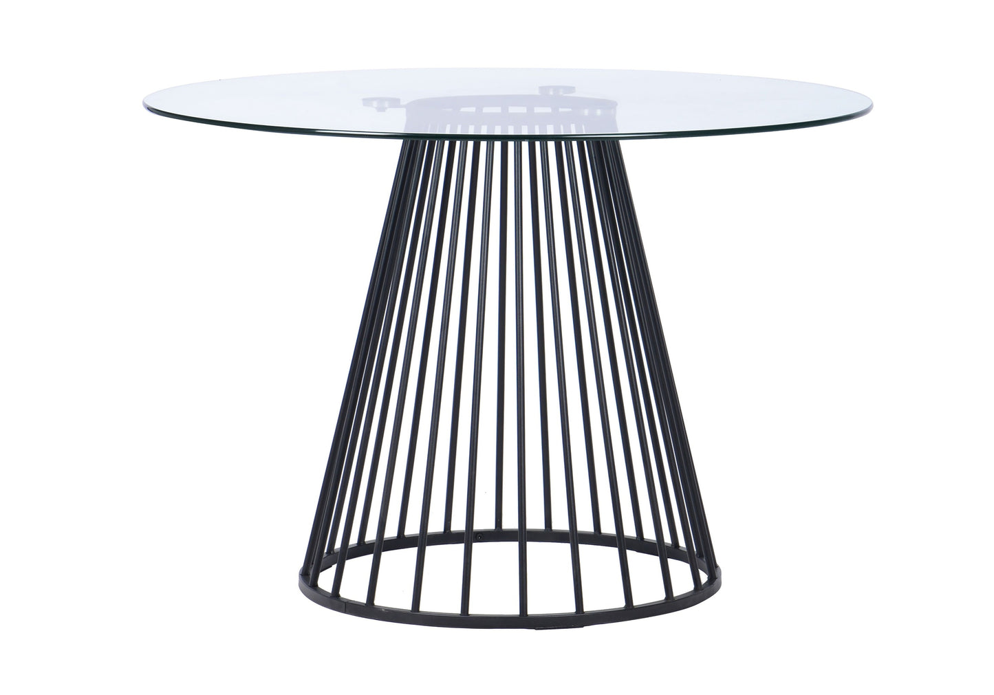 Modrest Holly Modern Round Clear Glass and Black Dining Table