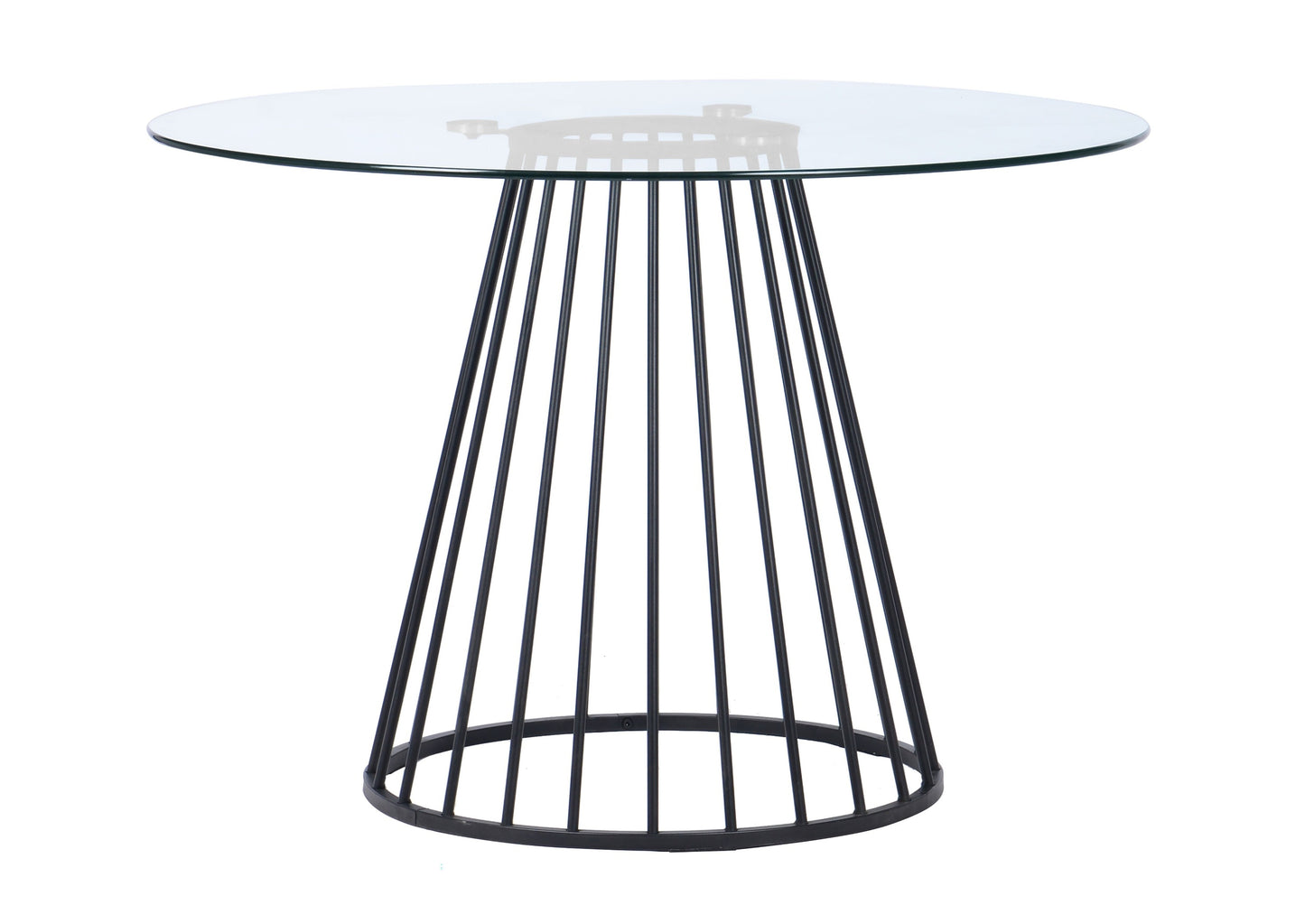 Modrest Holly Modern Round Clear Glass and Black Dining Table