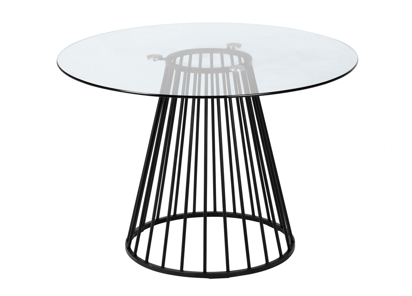 Modrest Holly Modern Round Clear Glass and Black Dining Table