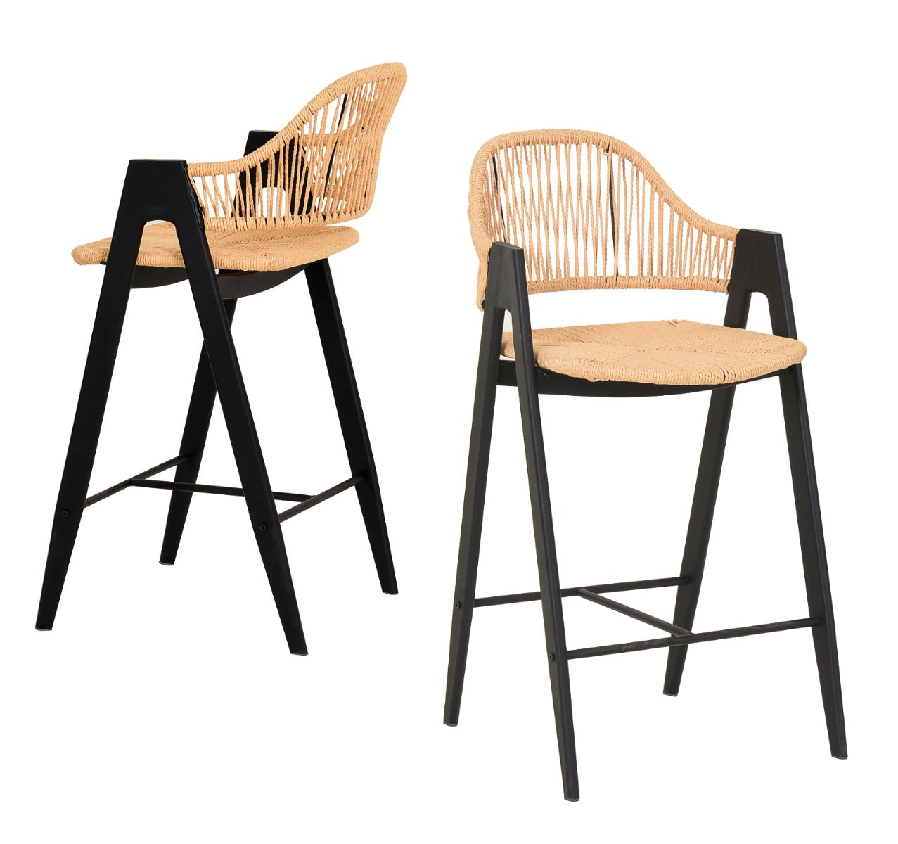 Modrest Gayle Modern Rattan Counter Stool Set of 2