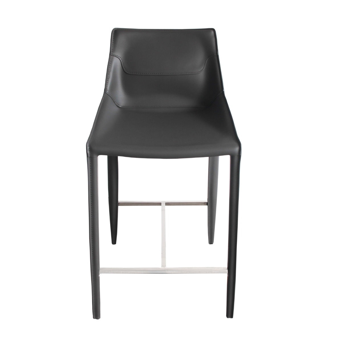 Modrest Halo Modern Grey Saddle Leather Counter Stool