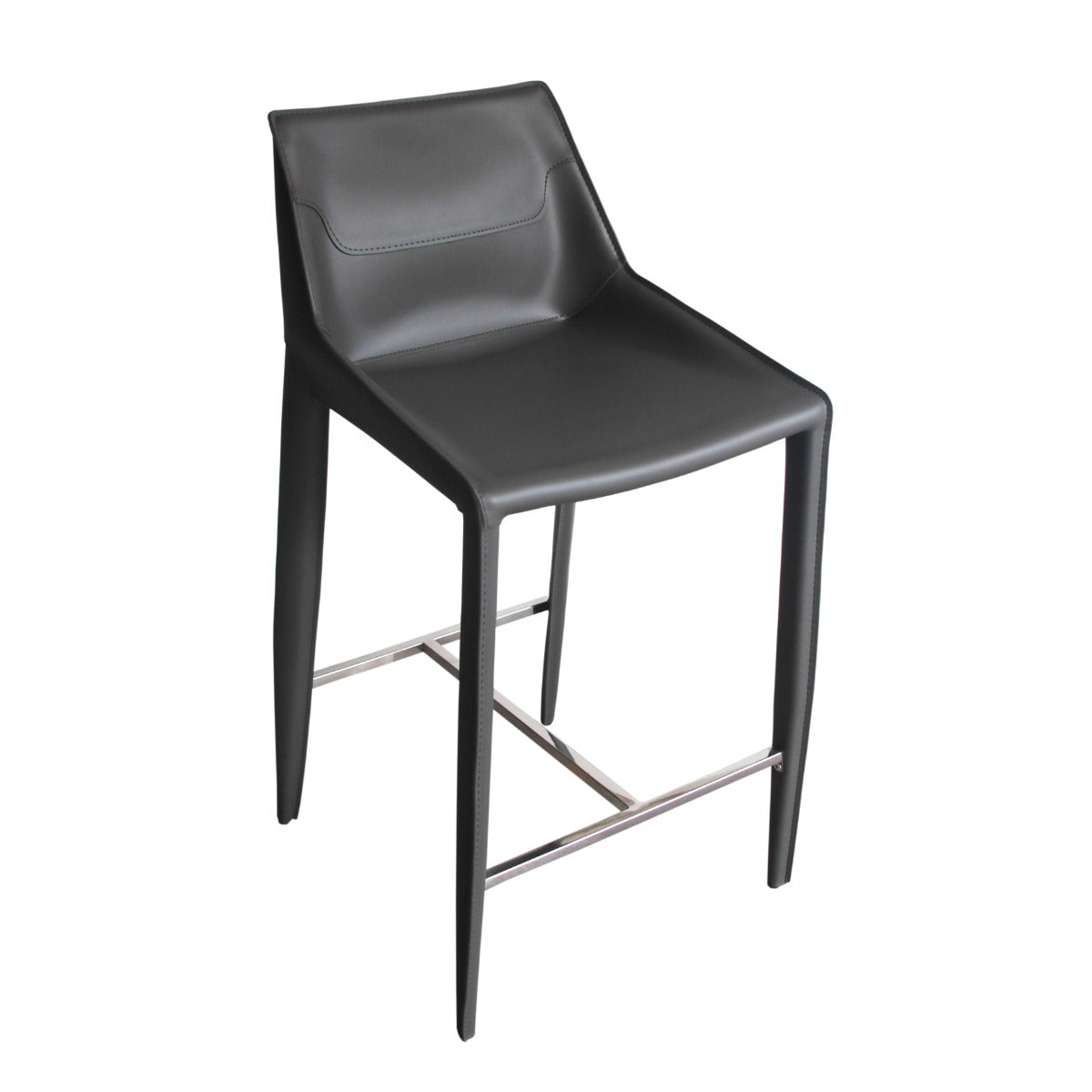 Modrest Halo Modern Grey Saddle Leather Counter Stool