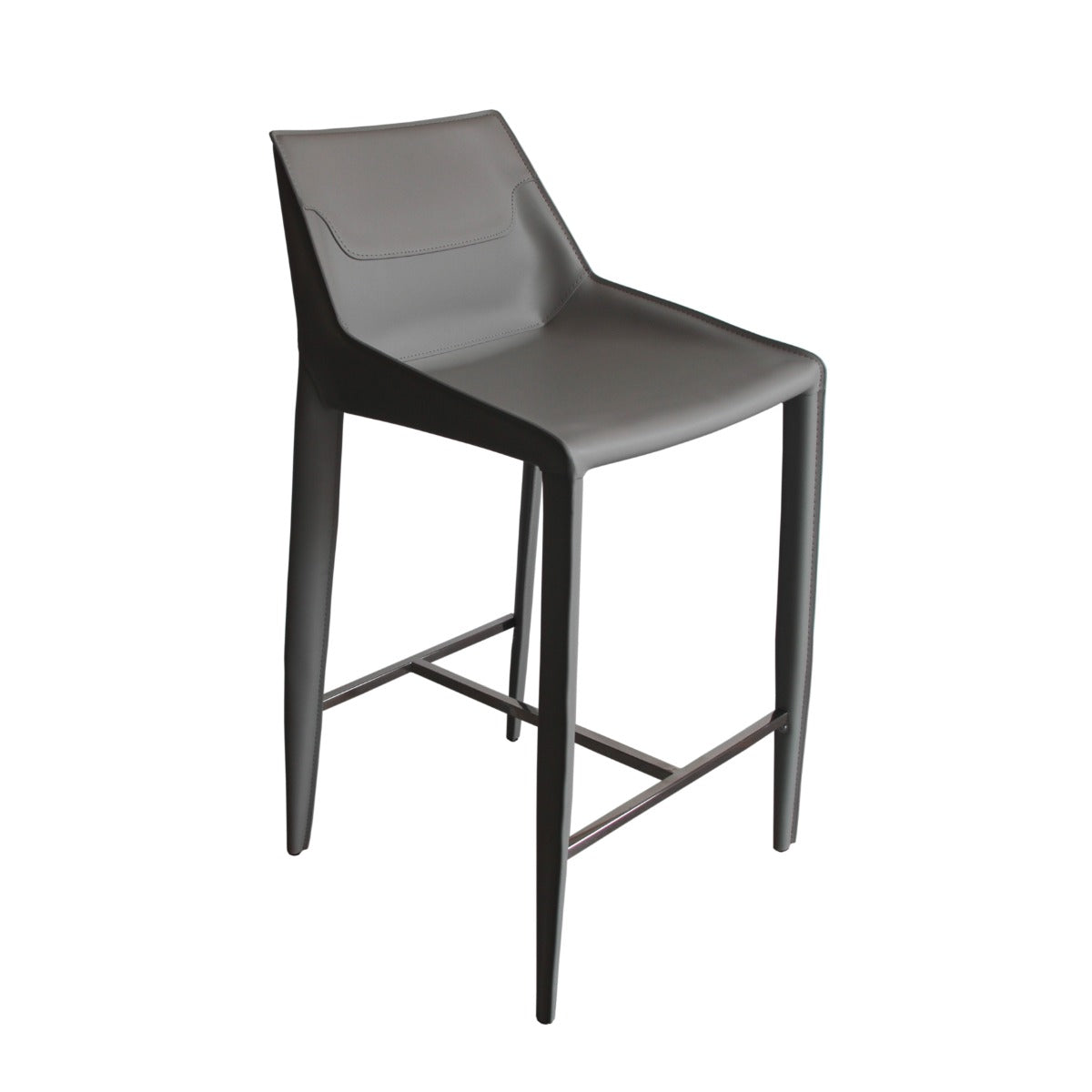 Modrest Halo Modern Light Grey Saddle Leather Counter Stool