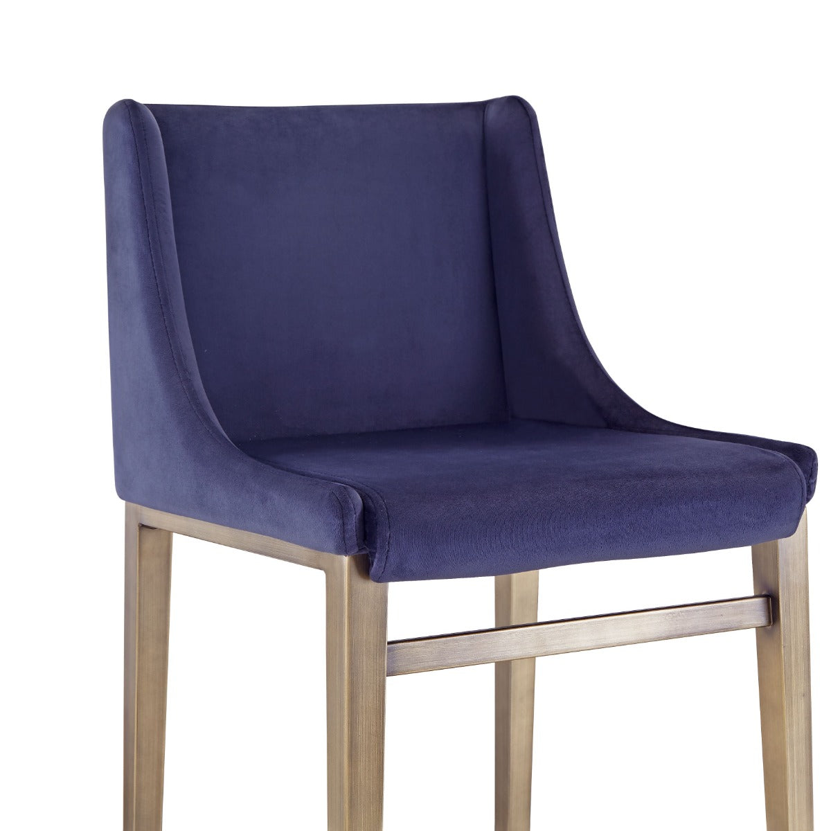 Modrest Mimi Contemporary Blue Velvet Brass Counter Stool Set of 2