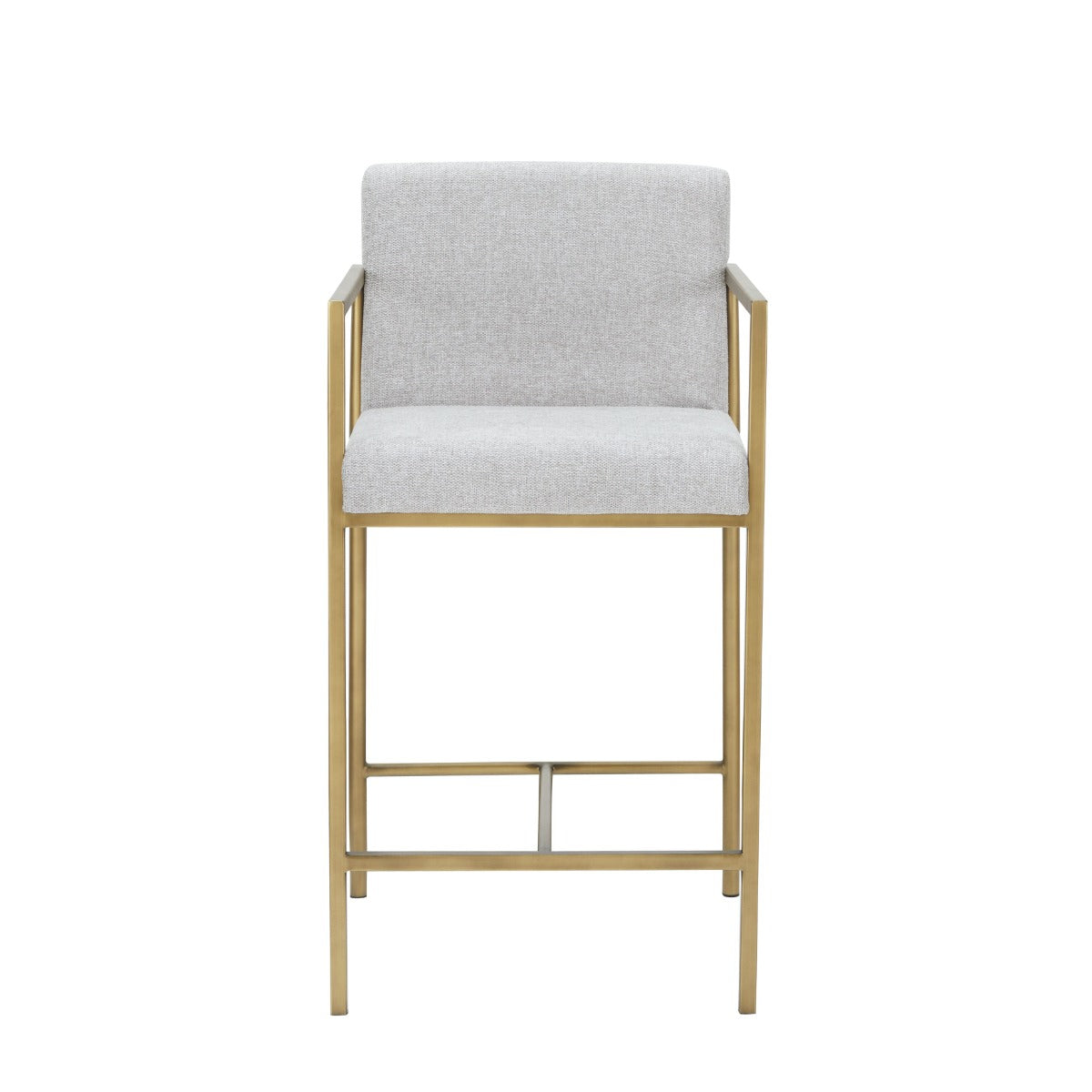Modrest Burnham- Contemporary Light Grey Fabric Brass Counter Stool
