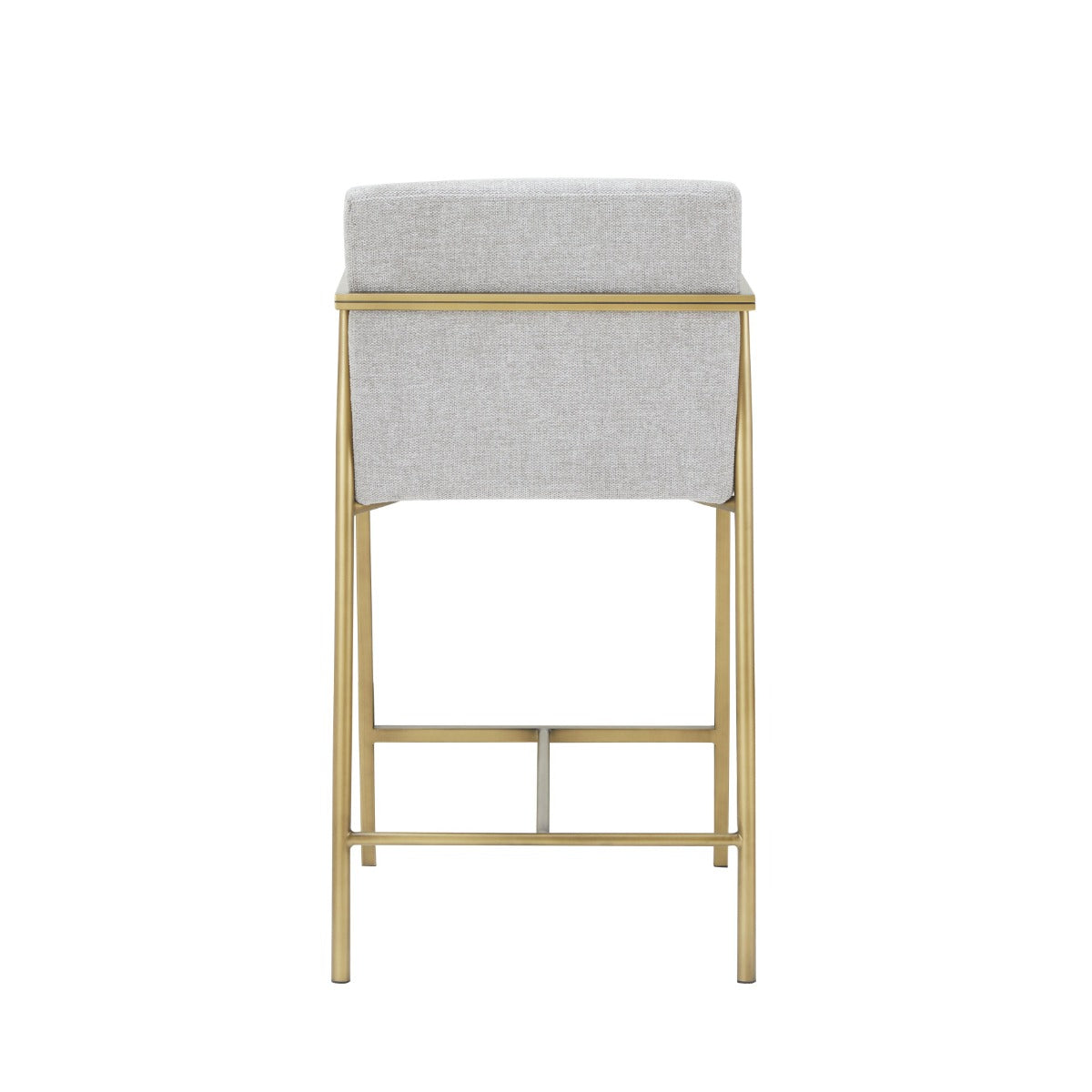 Modrest Burnham- Contemporary Light Grey Fabric Brass Counter Stool