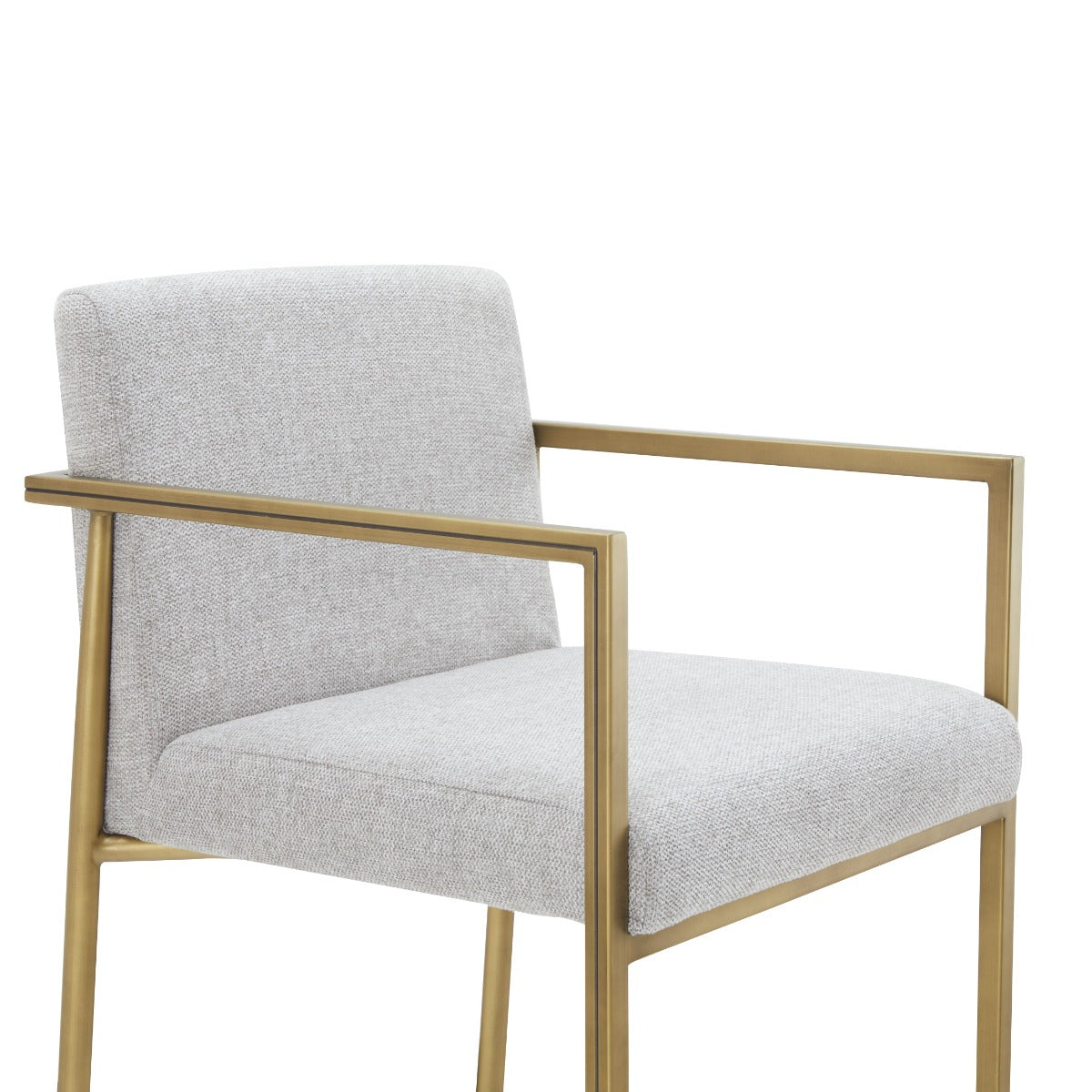 Modrest Burnham- Contemporary Light Grey Fabric Brass Counter Stool