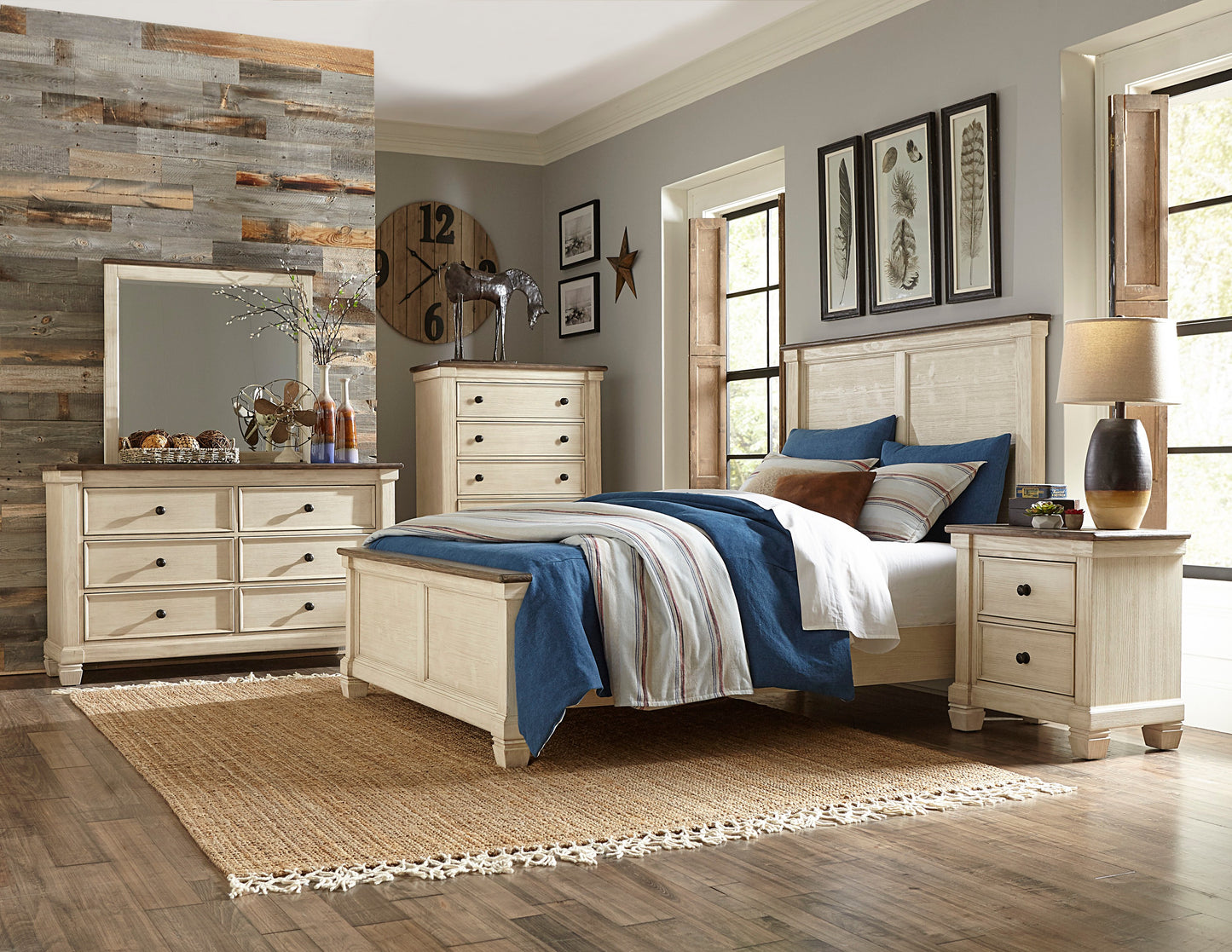Homelegance Dresser Weaver Antique White Rosy Brown Finish 1626-5