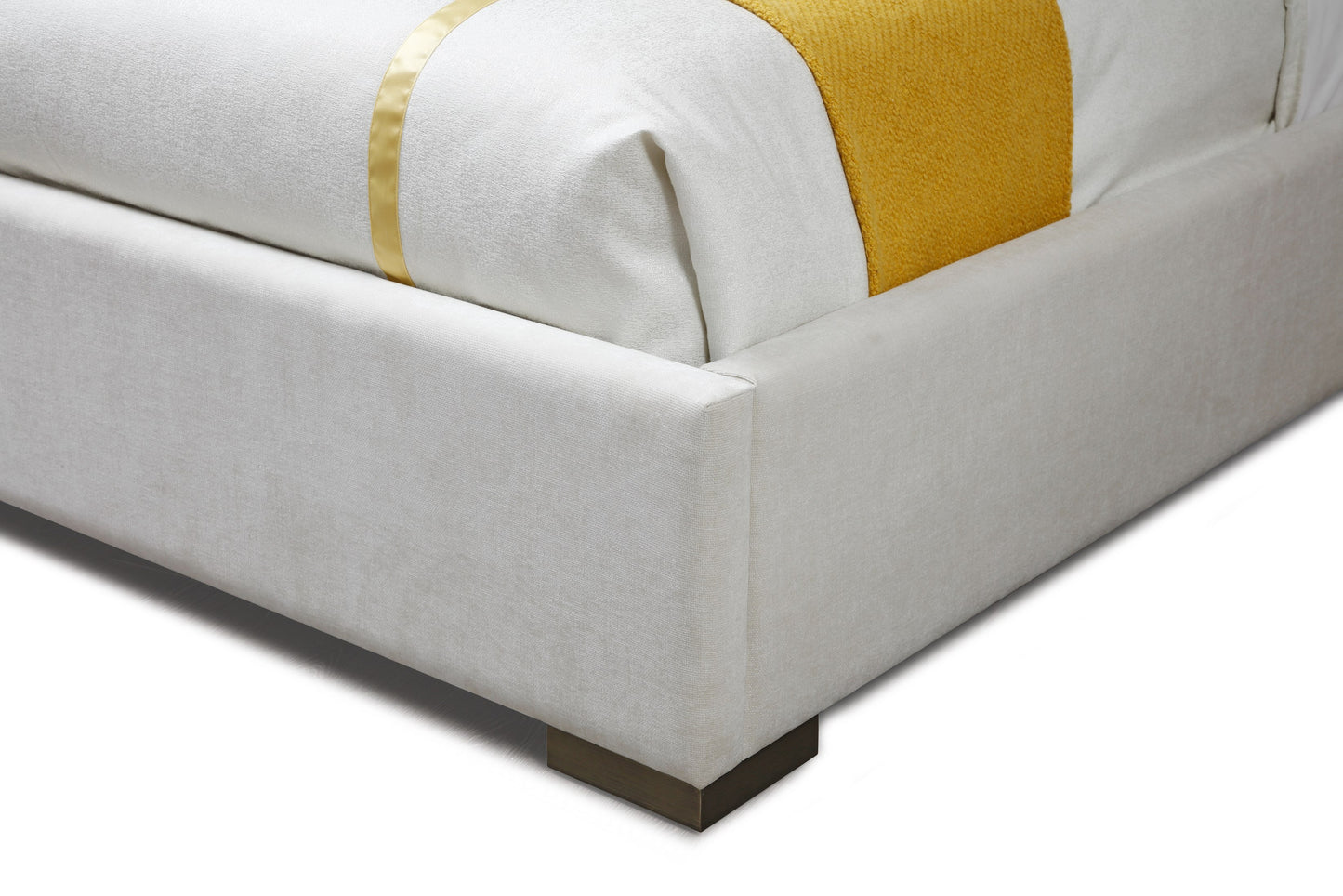 Modrest Nixa Modern Beige Velvet Brushed Bronze Bed-eastern