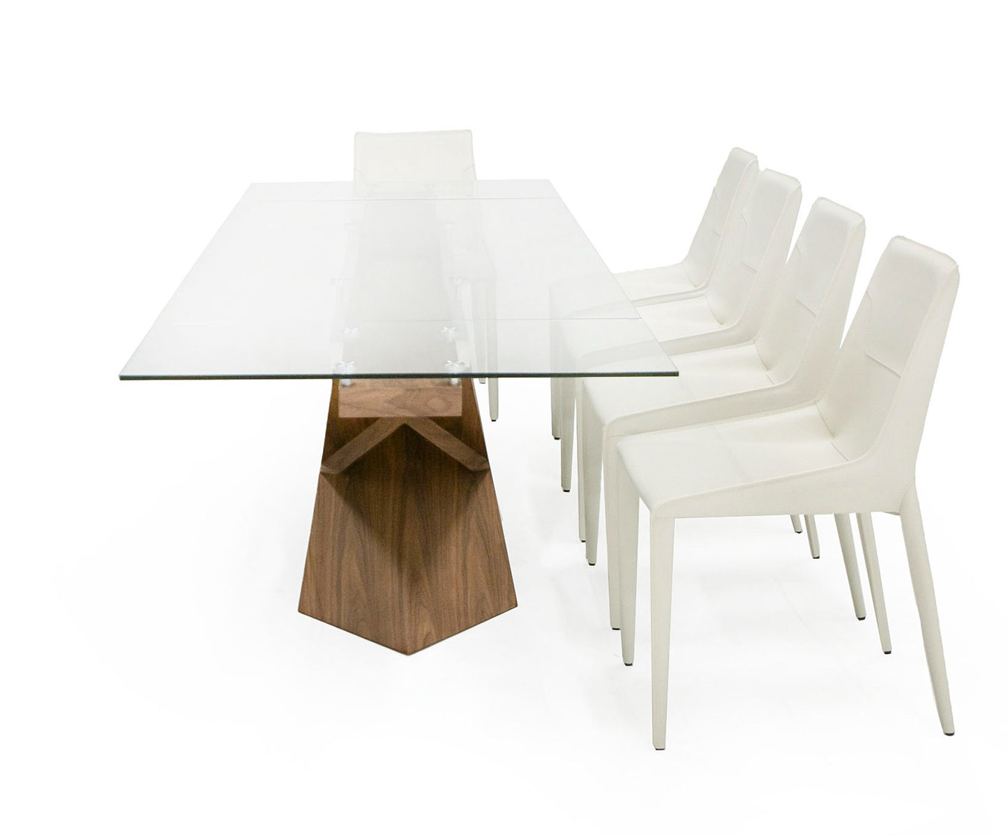 Modrest Scott Modern Walnut and Glass Extendable 70.5"/106" Dining Table