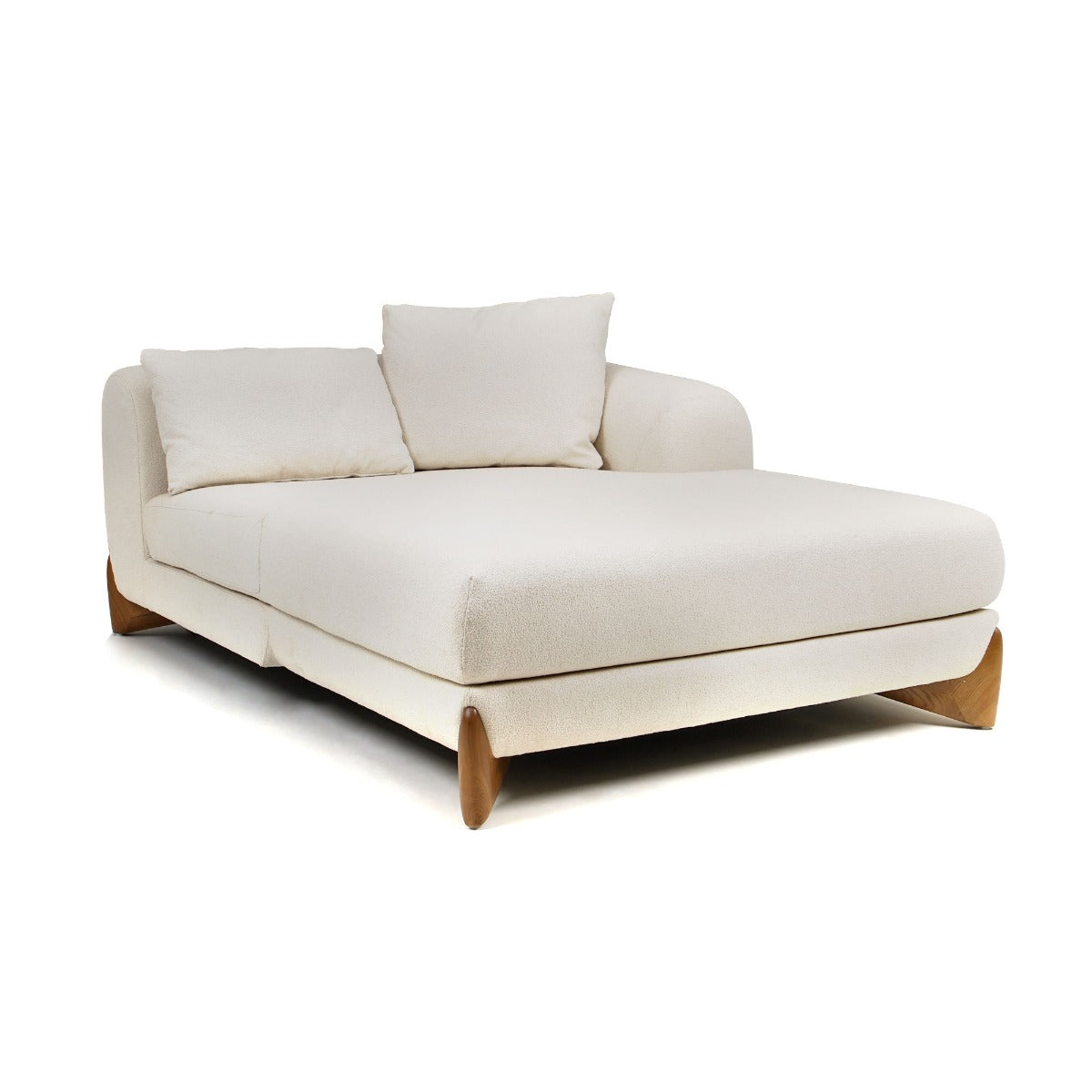 Modrest Fleury Contemporary Cream Fabric and Walnut RAF Sectional Sofa