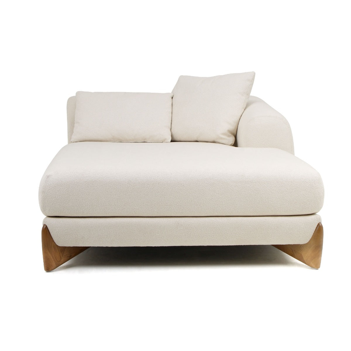Modrest Fleury Contemporary Cream Fabric and Walnut RAF Sectional Sofa