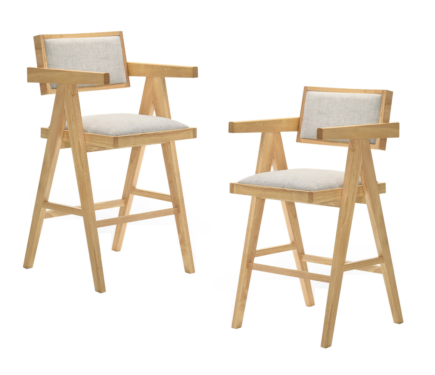 Modrest Fern Modern Natural and Beige Counter Stool Set of 2