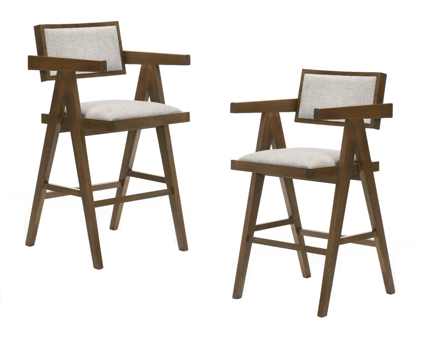 Modrest Fern Modern Walnut and Beige Counter Stool Set of 2