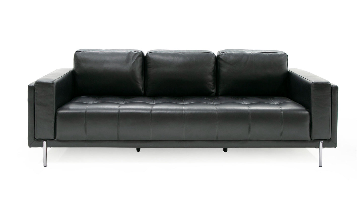 Divani Casa Schmidt Modern Black Leather Sofa