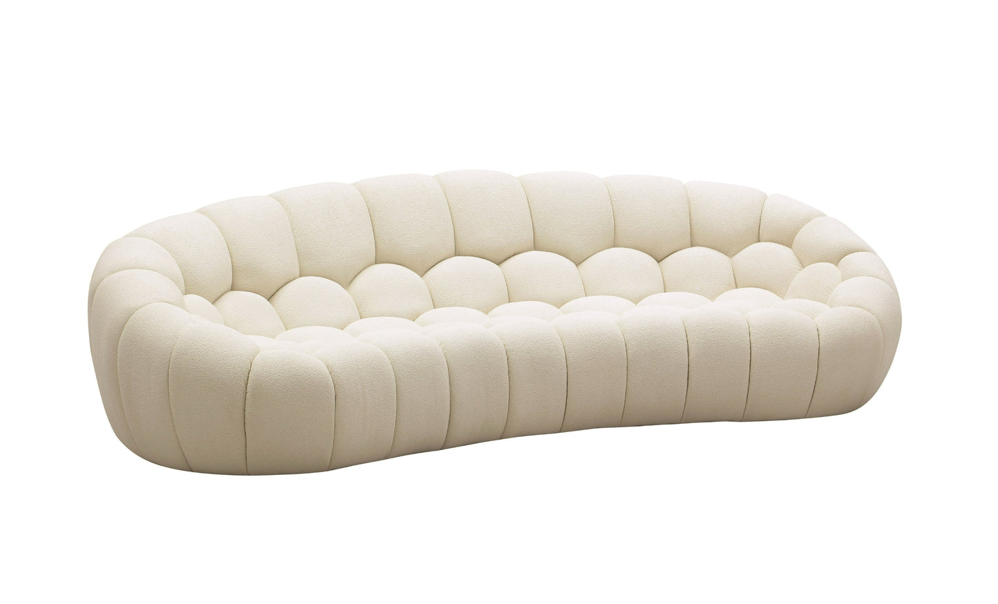 Divani Casa Yolonda Modern Curved Off-White Fabric Sofa