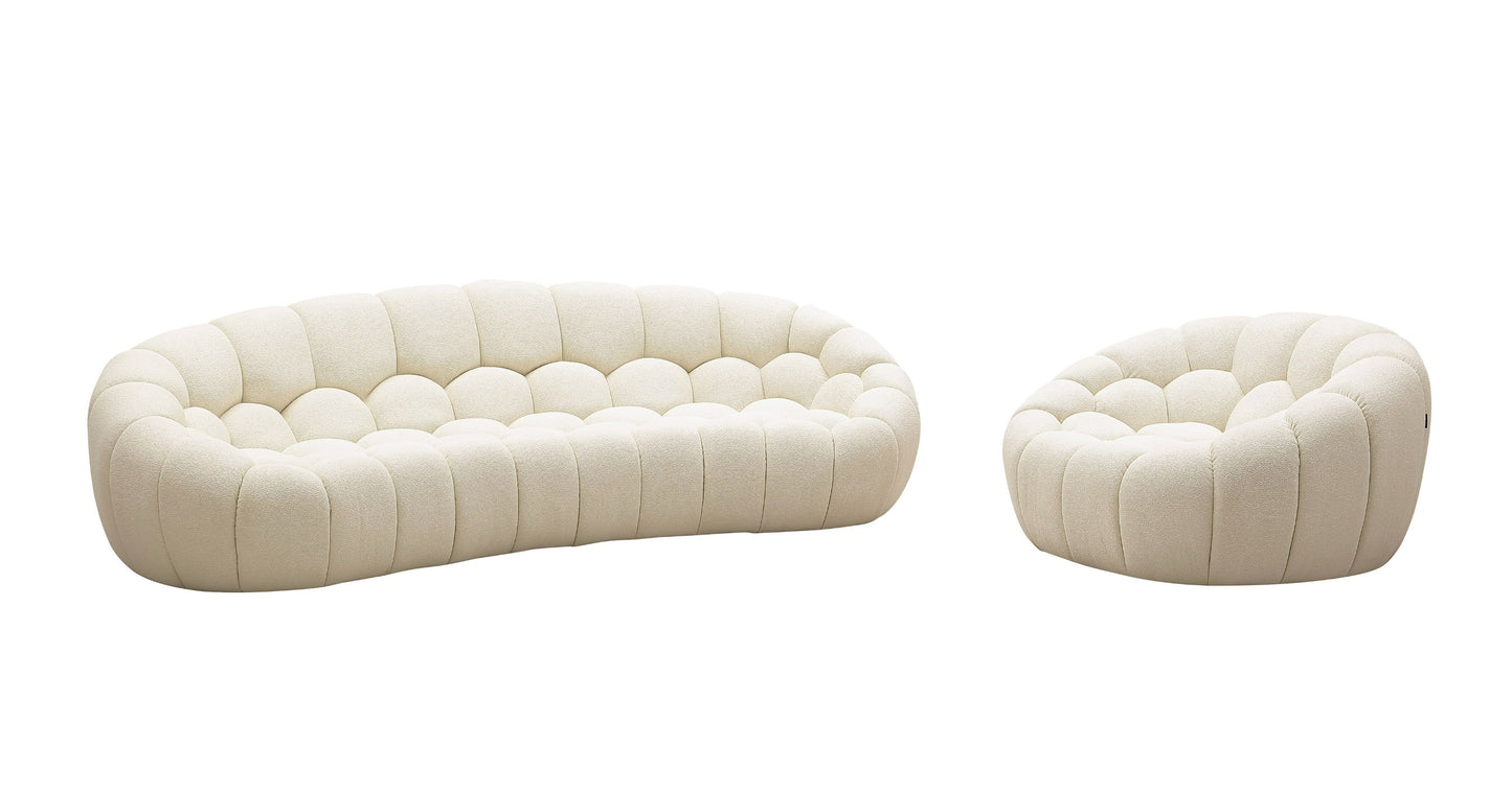 Divani Casa Yolonda Modern Curved Off-White Fabric Chair