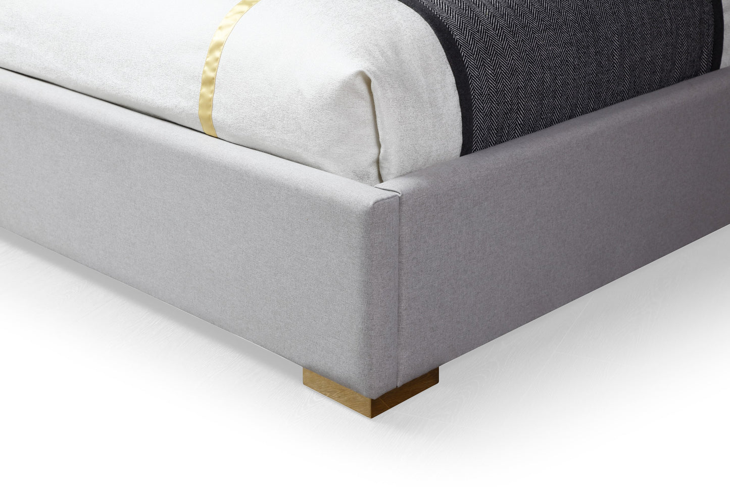 Modrest Athena Modern Light Grey Linen Gold Bed