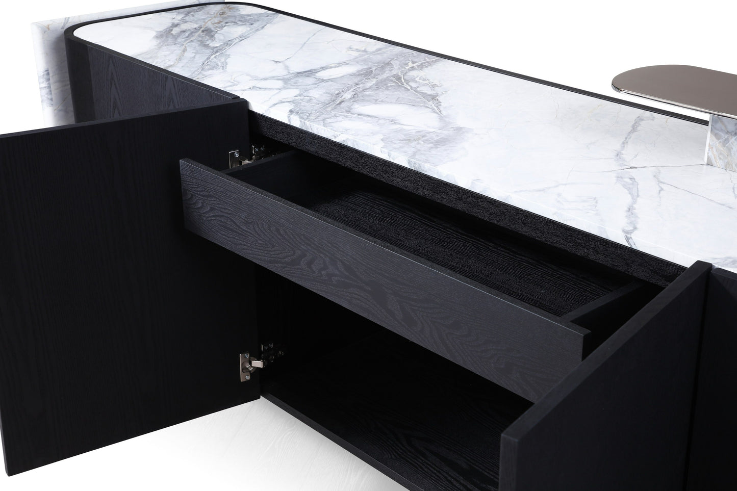 Modrest Broxburn Modern Black Oak Faux Marble Buffet